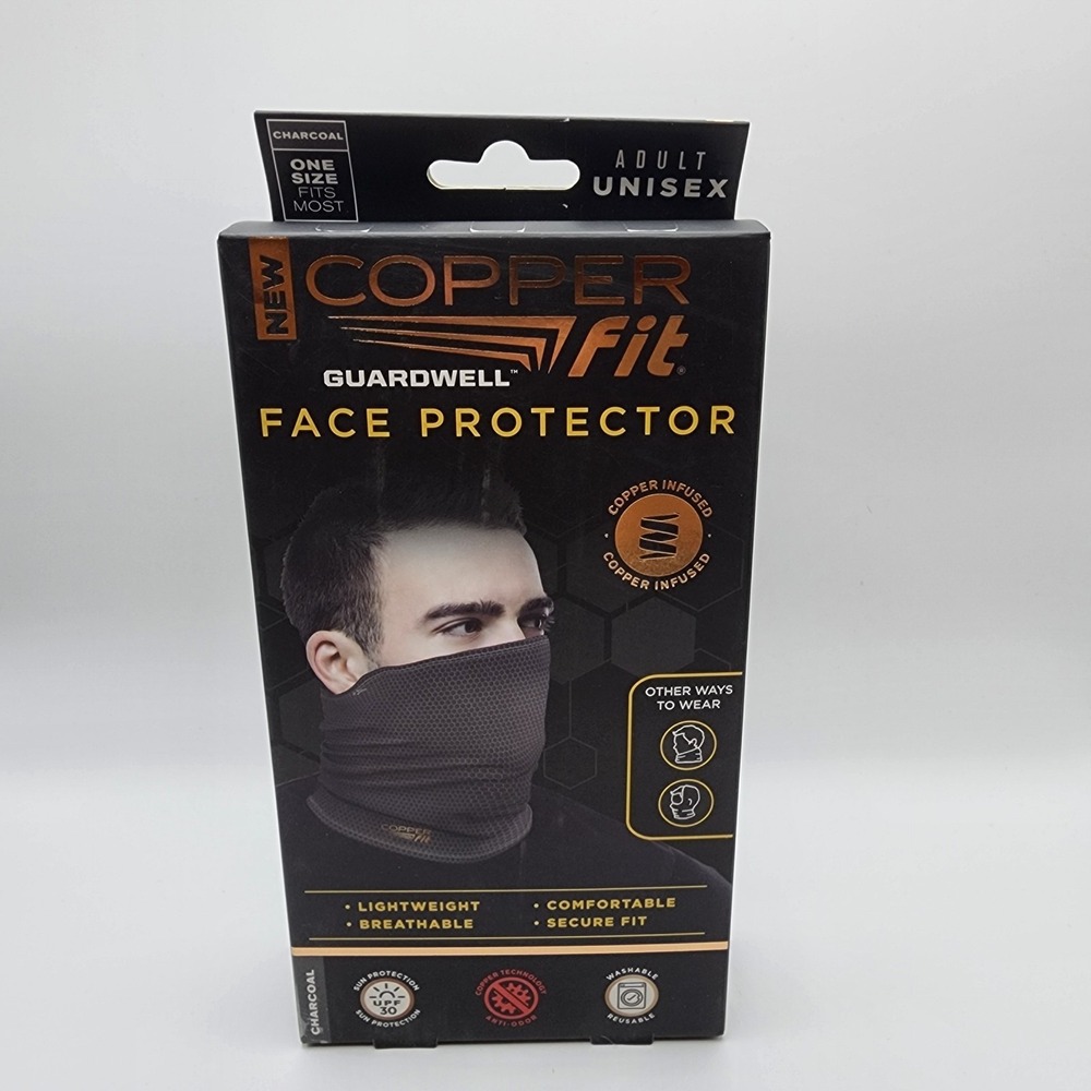 Copper Fit GuardWell Face Protector Charcoal Copper Infused Neck Gaiter UPF...